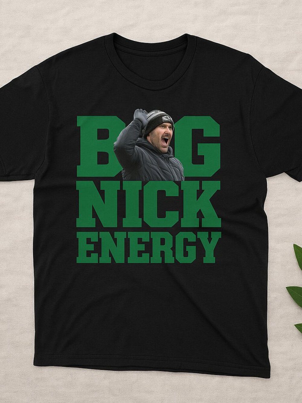Big Nick Energy T-Shirt, Funny Football Fan Graphic Tee, Green & Black Sports